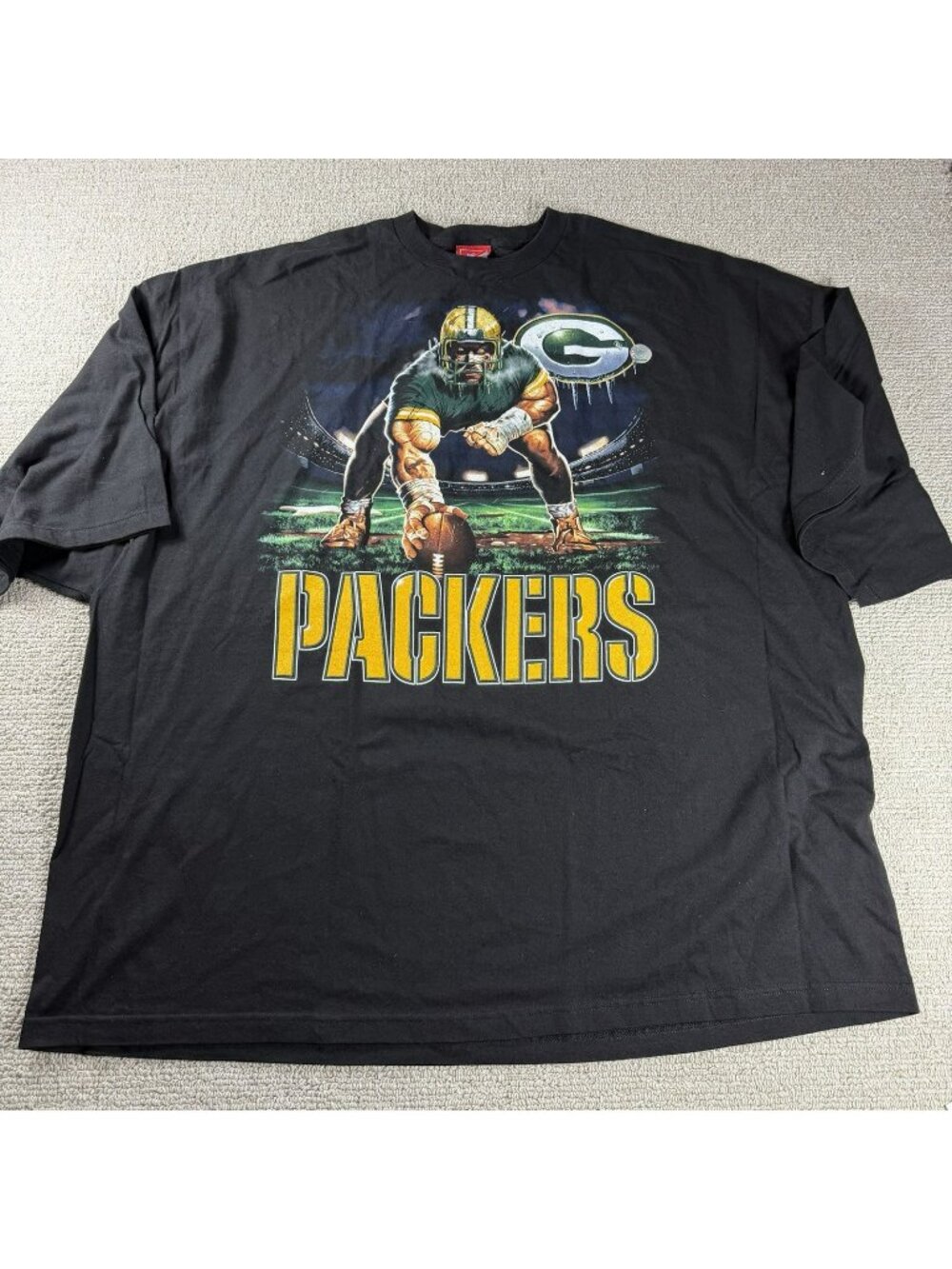NFL Green Bay Packers Large Logo Short Sleeve T-Shirt Black Men’s Size 6XL